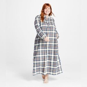 Vintage LL Bean Scotch Plaid Flannel Nightgown Sz.M